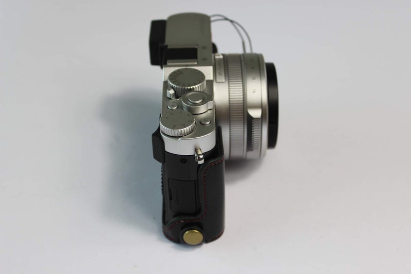 BolinUS Leica D-Lux 7 Case, BolinUS Handmade PU Leather Half Camera Case Bag Cover Bottom Opening Version for Leica D-Lux 7 with Hand Strap (Black) - Image 3